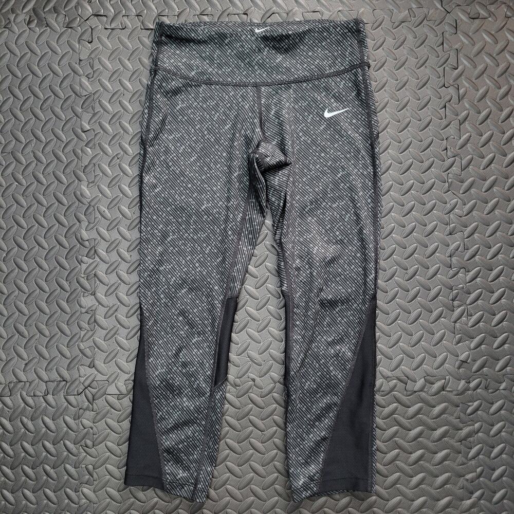 Nike Dri-FIT Capri Leggings Womens XS Black Gray Running Workout Gym Yoga
